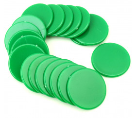 Lot 20 Jetons ronds vert 25 mm de diamètre en plastique plat