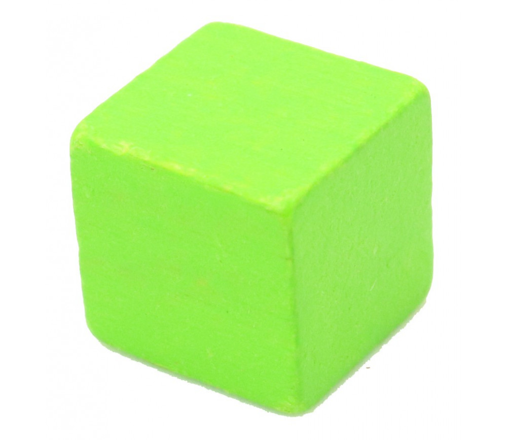 Cube en bois vert clair 1.6 cm. 16 x 16 x 16 mm