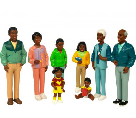 Famille africaine : 8 personnages de jeu très réalistes grand modèle 14 cm