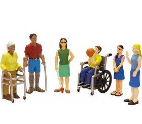 Famille Handicap : 8 personnages figurines du monde - grand modèle