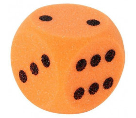 Grand dé en mousse 7 cm pour jeu coloré orange