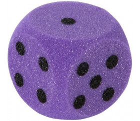 Grand dé en mousse 7 cm pour jeu coloré violet