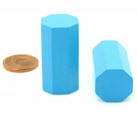 pion octogone bleu clair 15 x 30 mm en bois pour jeu