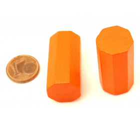 pion octogone orange 15 x 30 mm en bois pour jeu