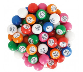 90 boules loto 22 mm de diamètre numérotées en plastique coloré