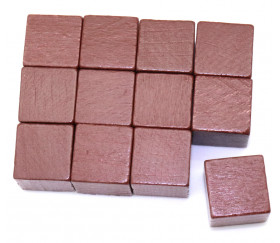 12 Cubes en bois 2 cm. 20 x 20 x 20 mm marron