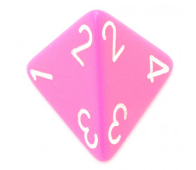 Dé 4 faces 1 à 4 rose opaques d4 pour jeux pyramide