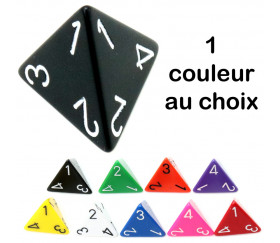 Dé 4 faces 1 à 4 opaques d4 pour jeux couleur au choix