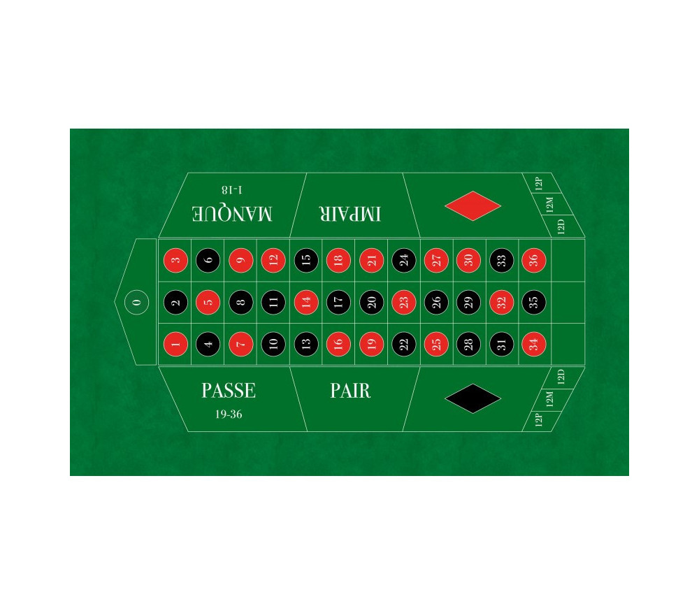Tapis de jeu roulette française vert grand format pour jeu casino