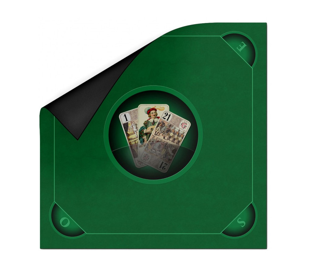 Tapis Tarot belle qualité vert carré 60x60 cm 3 bouts Jeux de cartes