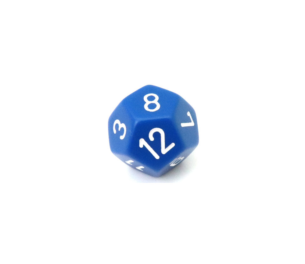 Dé à jouer 12 faces bleu opaque pour jeux de math ou jdr. D12