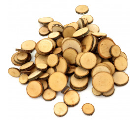 100 à 120 mini rondelles en bois brut avec écorce 1 à 3 cm de diamètre
