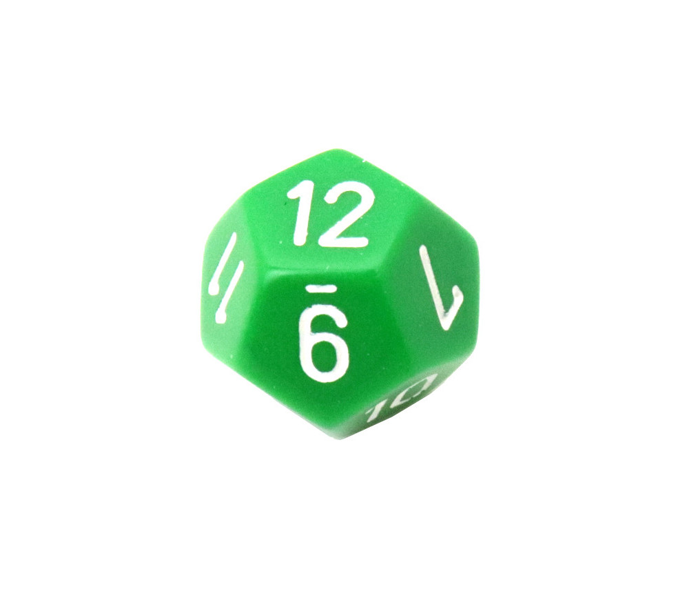 Dé 12 faces pour jeu opaque D12 standard vert