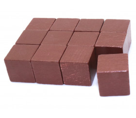 12 Cubes colorés en bois 2.5 cm. 25 x 25 x 25 mm bruns