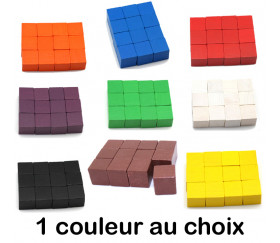 12 Cubes colorés en bois 2.5 cm. 25 x 25 x 25 mm
