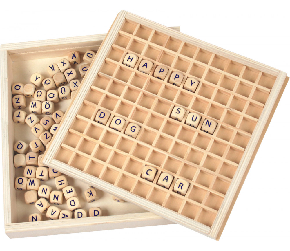 Jeu de cubes lettres alphabet en bois pour former des mots