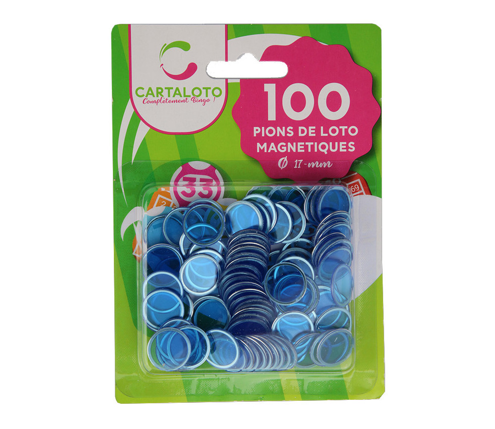 Pions bleus magnétiques ronds loto super qualité - 100 jetons