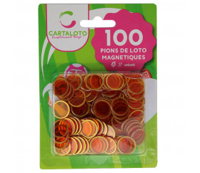 Pions oranges magnétiques ronds loto super qualité - 100 jetons