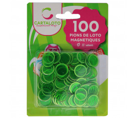 Boite magnetique Loto Vert - avec 100 pions et 1 Baton - kit 3 en