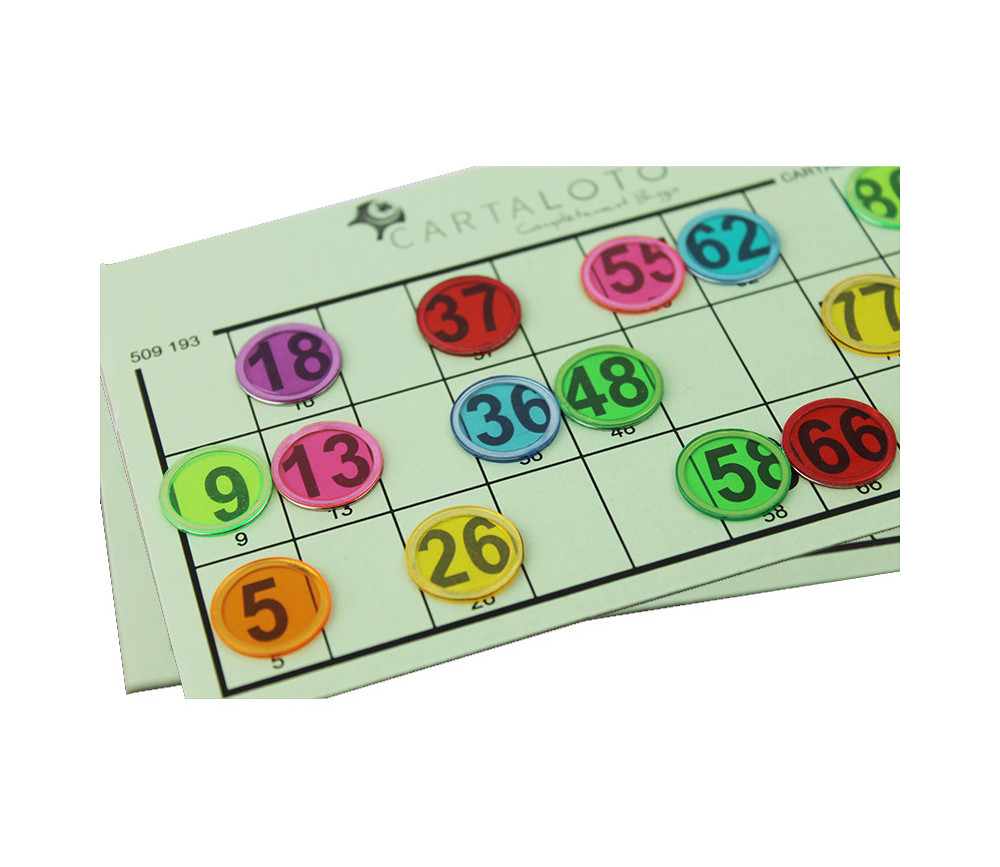 Set 300 Jetons transparents colorés pour loto ou bingo pions et