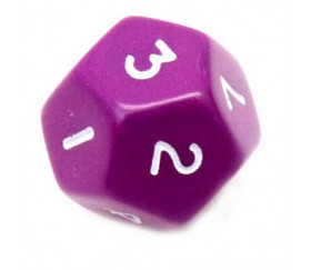 Dé à jouer 12 faces opaques dodécaèdre couleur violet pour jeux