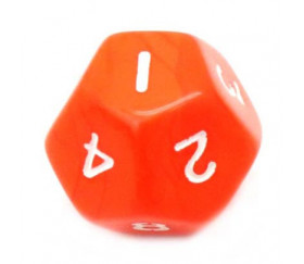 Dé à jouer 12 faces opaques dodécaèdre couleur orange
