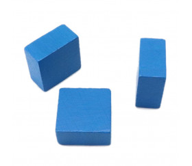 Pavé bleu en bois Carré plat bleu 20 x 20 x 10 mm jeux à l'unité