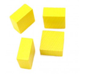 Pavé jaune en bois Carré plat jaune 20 x 20 x 10 mm jeux à l'unité