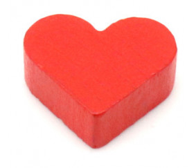 Coeur rouge en bois pion de 2 x 1.7 cm à l'unité