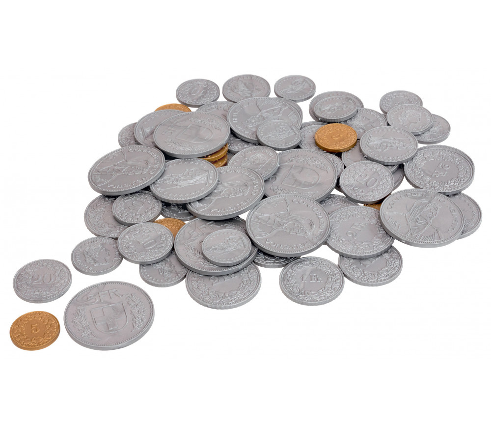 70 Pièces Franc Suisse en plastique monnaie pour jeu