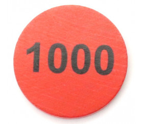 Jeton bois numéro 1000 rond plat de 30 x 4 mm rouge