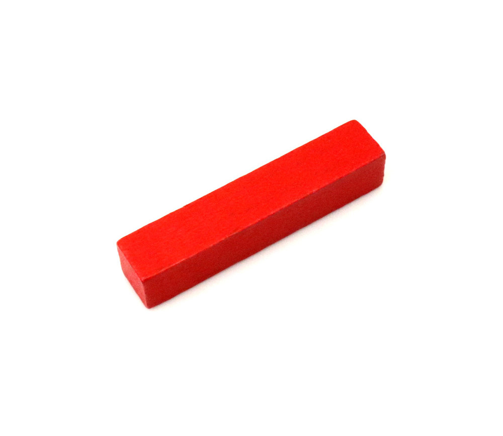 Batonnet 10x10x50 mm en bois pour jeu à l'unité rouge
