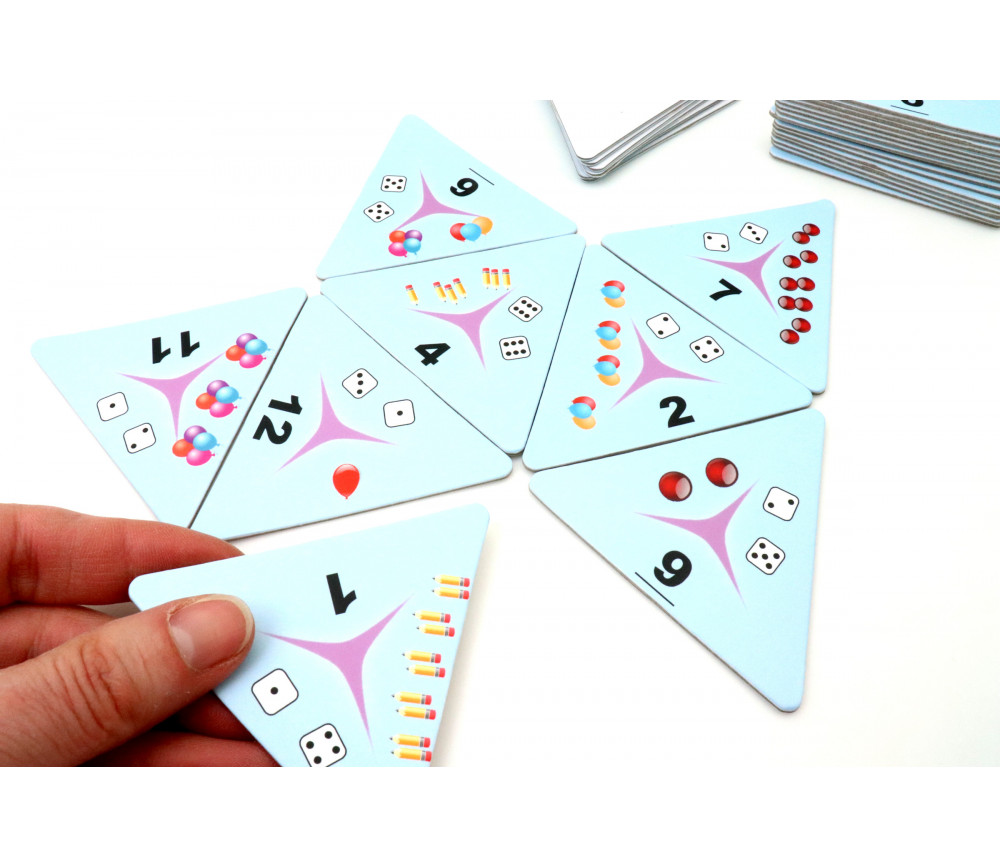 Tri-dominos de 1 à 12 - chiffres, points et objets
