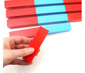 Grandes barres Montessori en bois rouge et bleu