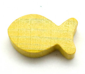 Pion poisson jaune en bois 24 x 13 x 8 mm pour jeu