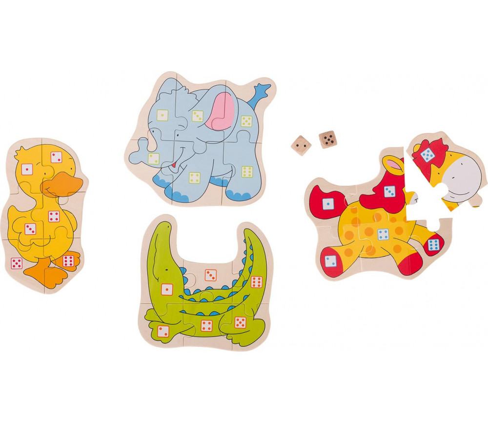 Jeu puzzle numération 1 à 6 les animaux en bois Jeu puzzle numération 1 à 6 les animaux en bois