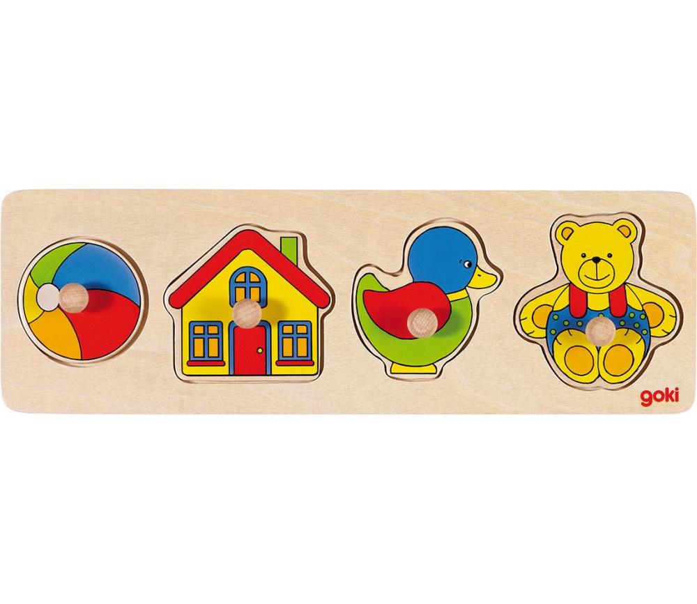 Puzzle en bois à boutons 4 pièces à encastrer jouets pour bébé