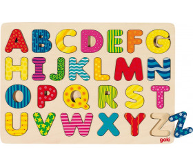 Puzzle en bois à encastrer alphabet dans cadre 30 x 21 cm
