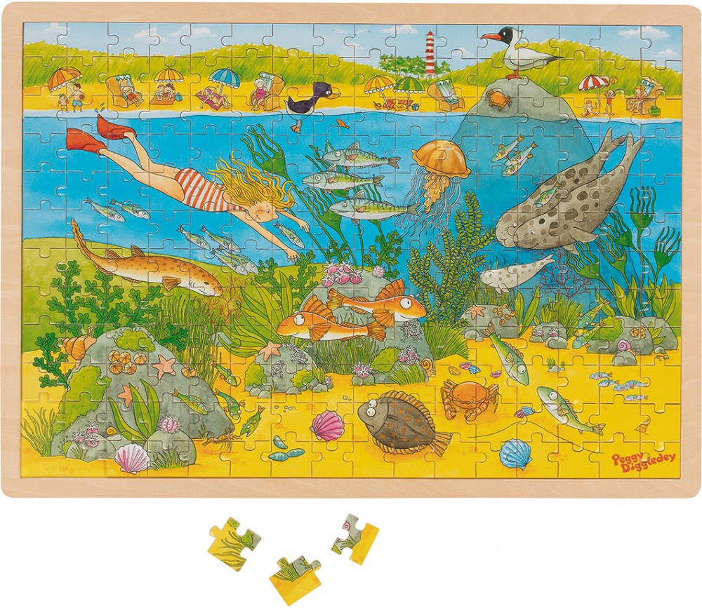 Puzzle en bois 192 pièces le monde sous-marin - jeu éducatif sur l'environnement