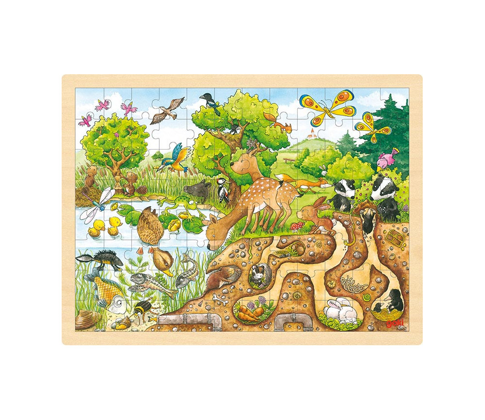 Puzzle en bois 96 pièces découverte de la nature