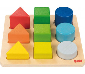 Puzzle en bois classement formes, couleurs et hauteurs enfant