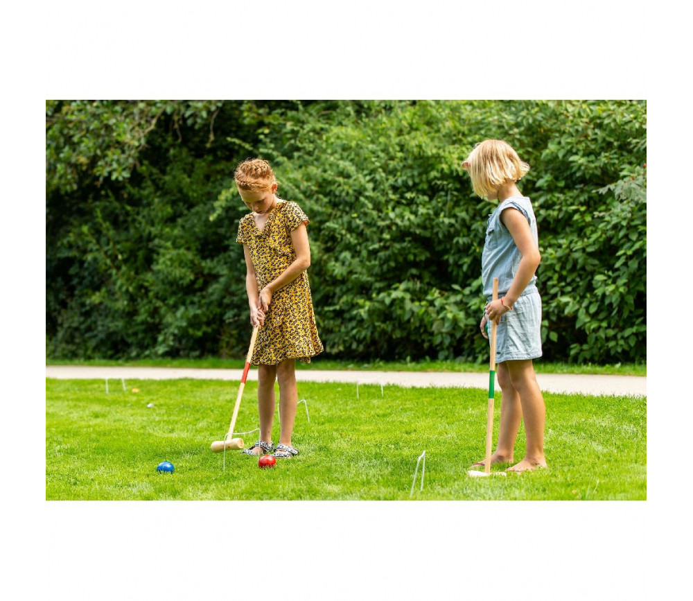 Jeu croquet en bois traditionnel pour 4 joueurs. Achat en ligne facile