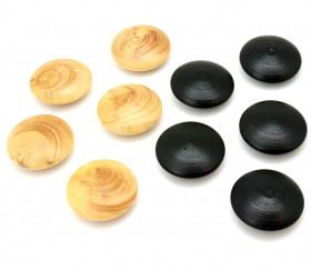 10 Palets galets buis jeu de go (5 noirs/5 naturels) 2.3 cm