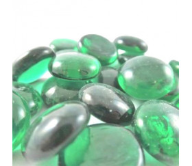 Tube 40 galets vert translucude pierre de vie 12 x 7 mm gems