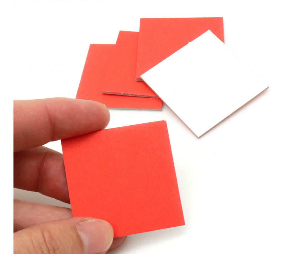 24 carrés 4 x 4 cm carton rigide rouge/blanc vierge tuiles à personnaliser