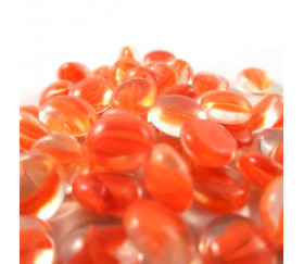 Tube 40 galets orange oeil de chat pierre de vie 12 x 7 mm
