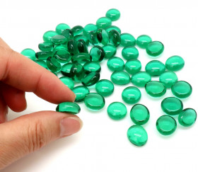 Tube 40 galets vert translucide pierre de vie 12 x 7 mm gems