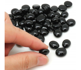 Tube 40 galets noir opaque gemmes 12 x 7 mm