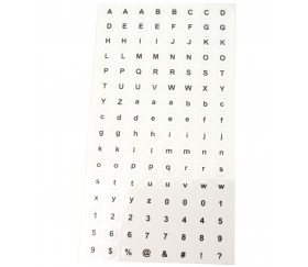 128 Lettres alphabet chiffres autocollant 9 mm - étiquettes transparentes
