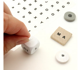 128 Lettres alphabet chiffres autocollant 9 mm - étiquettes transparentes